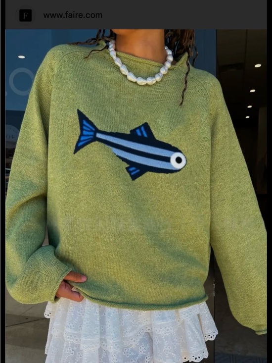 aerie Sweaters - Aerie Green Fish-Graphic Sweater - Women